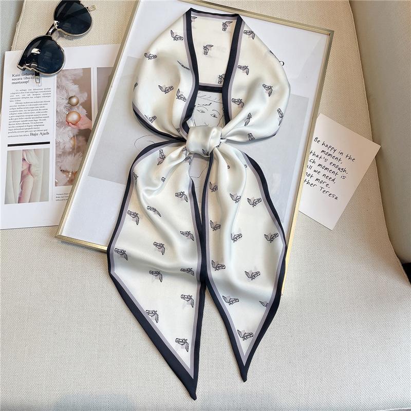 New animal print silk scarf, headband, hair rope, women's Korean tied hair, ribbon, long bundle, streamer hair accessories