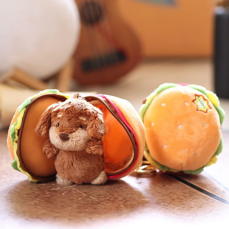 

1Pcs 13Cm Cute Burger Dog Doll Small Pendant Living Room Decoration Household Items Plush Keychain Toy Kid Holiday Gift 1pcs