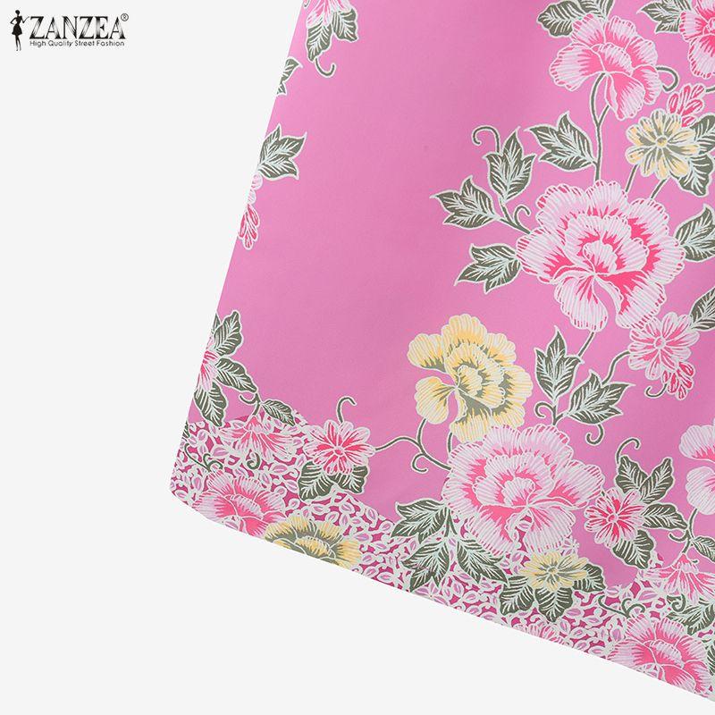 ZANZEA Women Half Sleeve Blouse and Midi Skirts Floral Print Two Piece Suit Sets