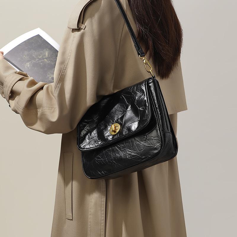 New Women's Bag Crossbody Bag Mailbox Genuine Leather Armpit Bag High-end Shoulder Bag