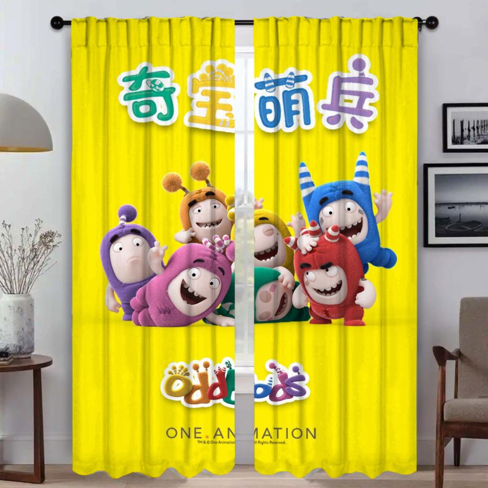

O-Oddbods Хелловінська прикраса Домашній інтер єр Штори для вітальні Світлонепроникна штора для кімнати 2 панелі Перегородка Штори Кухня W132xH274cmx2pcs-CL