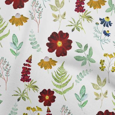 Cotton Poplin Brown Fabric Floral Watercolor Sewing Craft Projects Fabric Prints By Yard 42 Inch