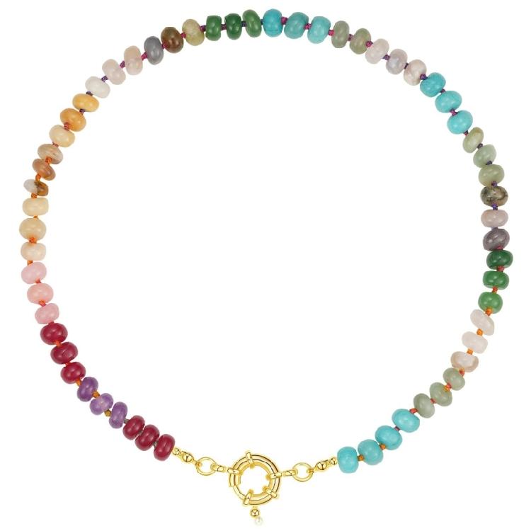 Colorful Beaded Necklace Charm Necklace Stone Bead Necklace Adjustable Length Necklace Suitable for Fashion Outfits