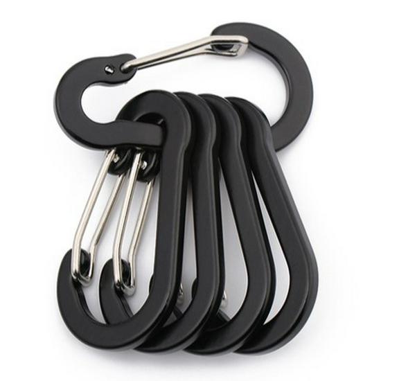 Multicolor Aluminum Alloy No. 5 Gourd-shaped Carabiner for Backpack Water Bottle with Flattened Spring Buckle