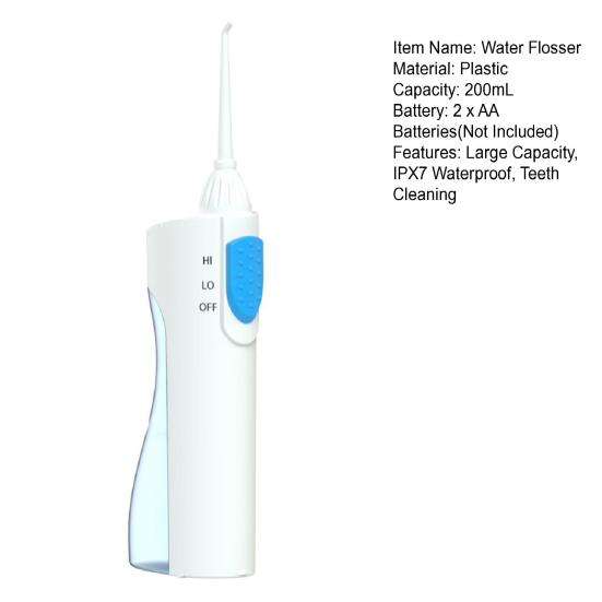 Elektronická vodní dentální nitěnka 200ML IPX7 Vodotěsné nastavitelné rovnátka Čištění zubů ústní irigátor Domácí cestování Přenosný ruční čistič zubů