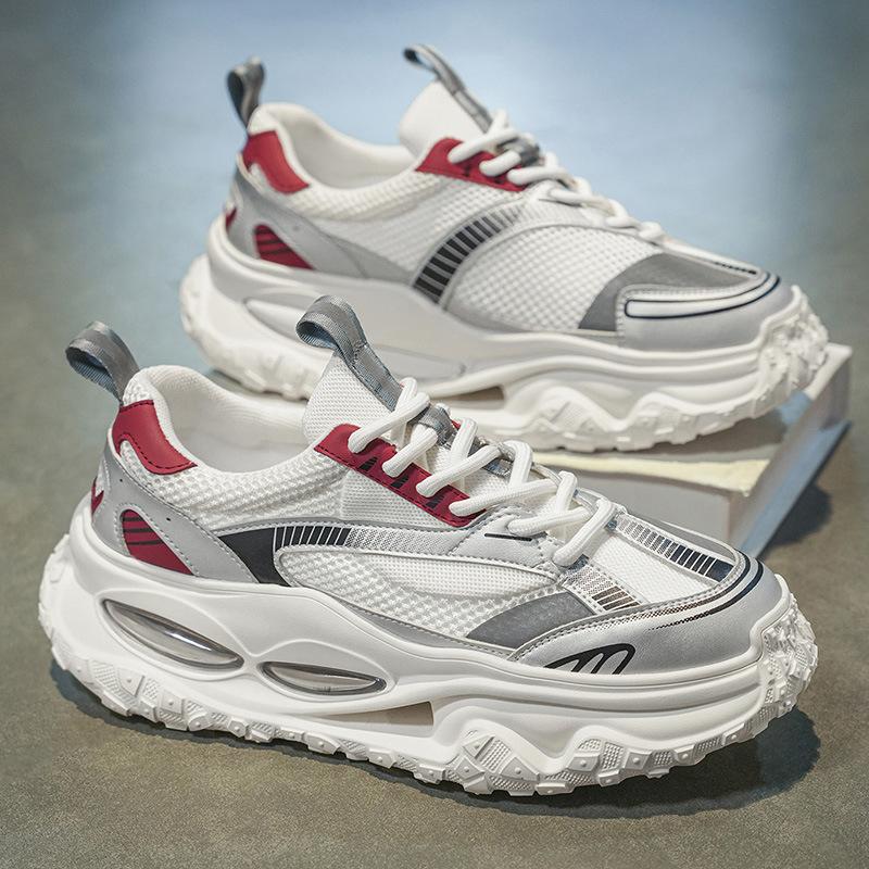 High-end men's shoes 2025 summer new platform heightening daddy shoes men's fashion mesh breathable sneakers