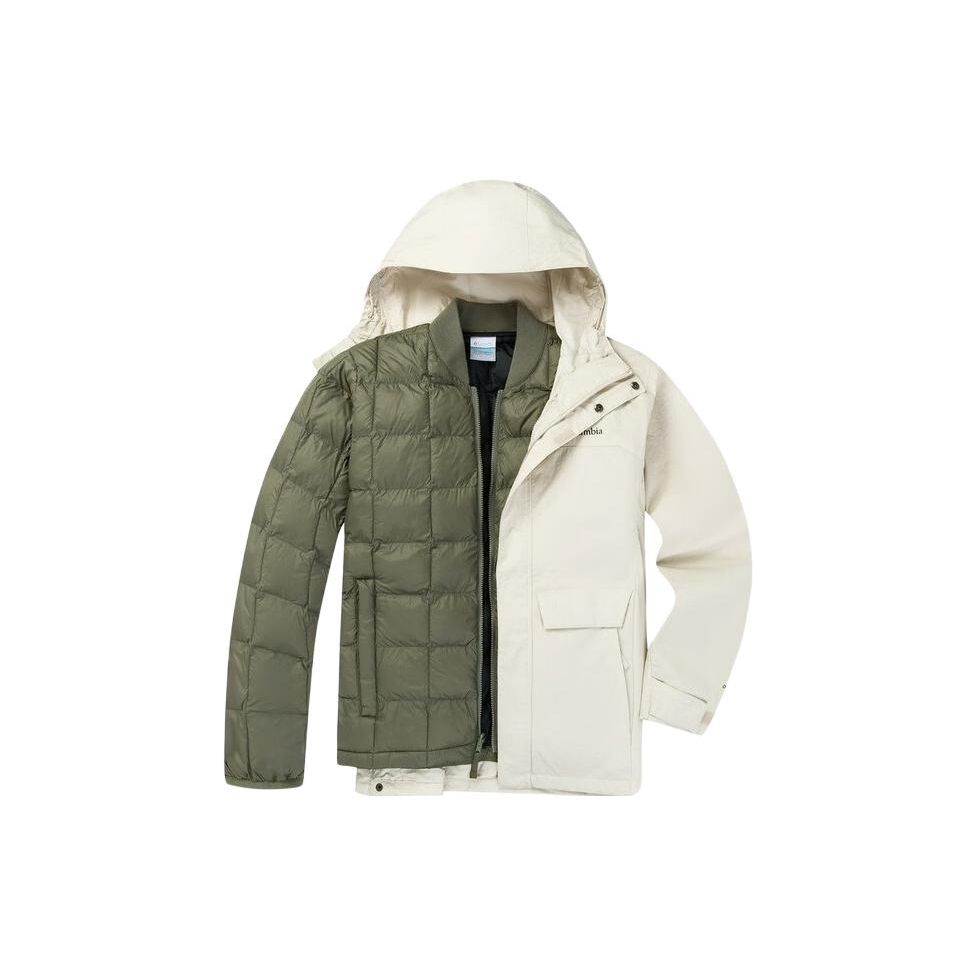 Columbia Solid Color Logo Three-In-One Waterproof Windproof Warm Jacket Unisex Jackets Beige WE9252-278
