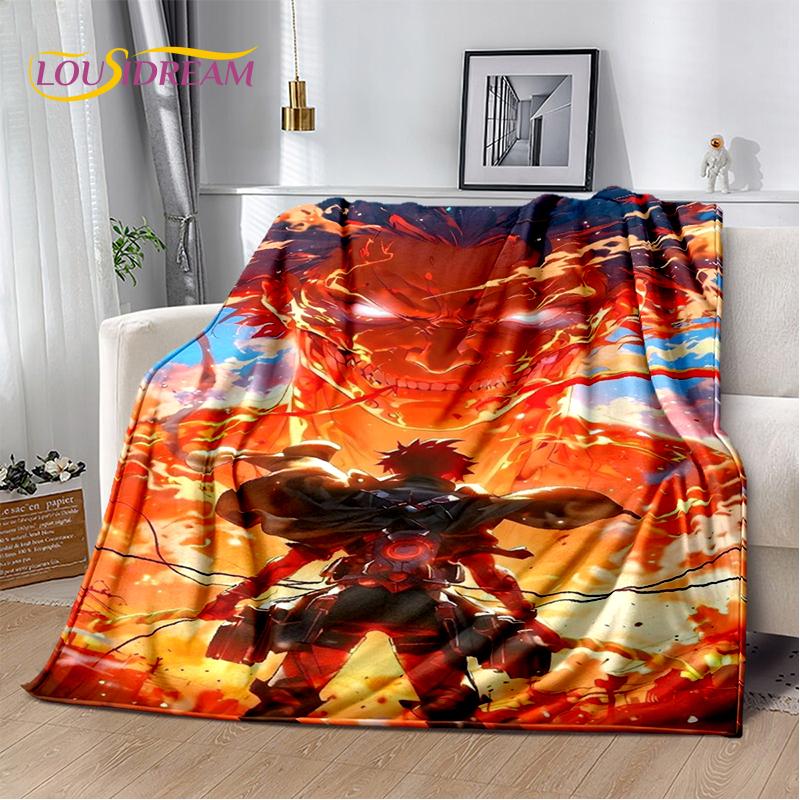 2025 Attack On Titan Eren Anime Cartoon Soft Blankets,Throw Blanket Comfortable Blanket for Picnic Beds Sofa Home Kids Gifts