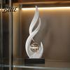 Feng Shui Wealth Ornament Abstract Decorative Sculpture with Clear Crystal Ball Modern Flowing Curve Tabletop Decor Statue Exquisite Home Accents for