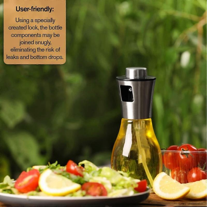 Oil Bottle Rangefor Kitchen Leakproof Glass Oil with Dispenser Accessories for Deep Fryer No Oil (200ml Oil Sprayer Bottle)