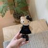 HelloKitty Kawaii Leopard Print Black Skin Love Button Long Legged Cat Plush Chaining Key Chain A Birthday Gift for Girls