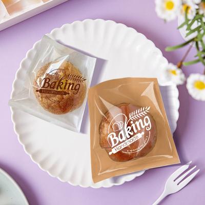 100 Stuks Bakken Geprint Transparant Raam Afhaal Snack Verpakking Kraft Vetvrij Papier Brood Sandwich Deeg Donut Koekje Zakjes