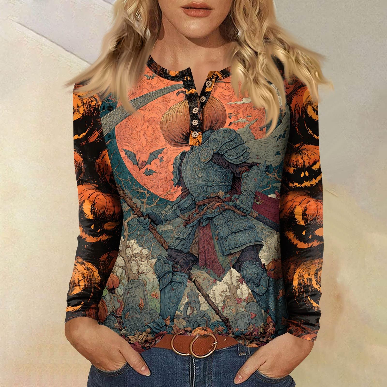 

Женская футболка с принтом, длинный рукав, повседневная мода, базовая, круглый вырез, пуговицы, рукав реглан, топ M оранжевый