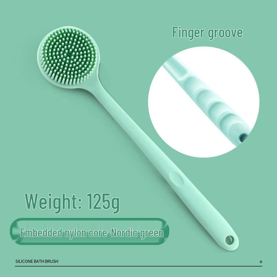 Silicone Double-Sided Long-Handled Bath Brush: Soft Bristle Back Scrubber & Massage Artifact