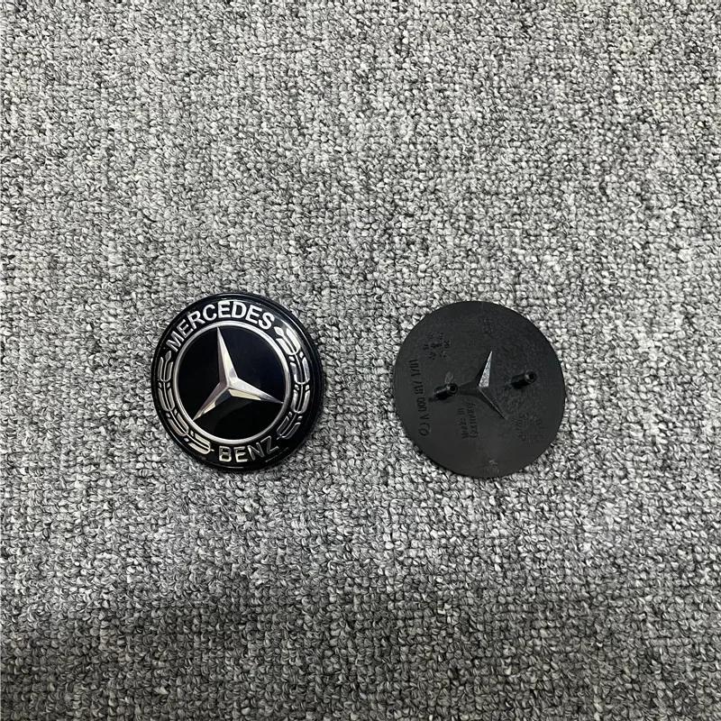 Car Sticker 2026 New For Benz NEW FOR Mercedes Benz Black Chrome Badge Emblem Front Engine 57mm A0008171701