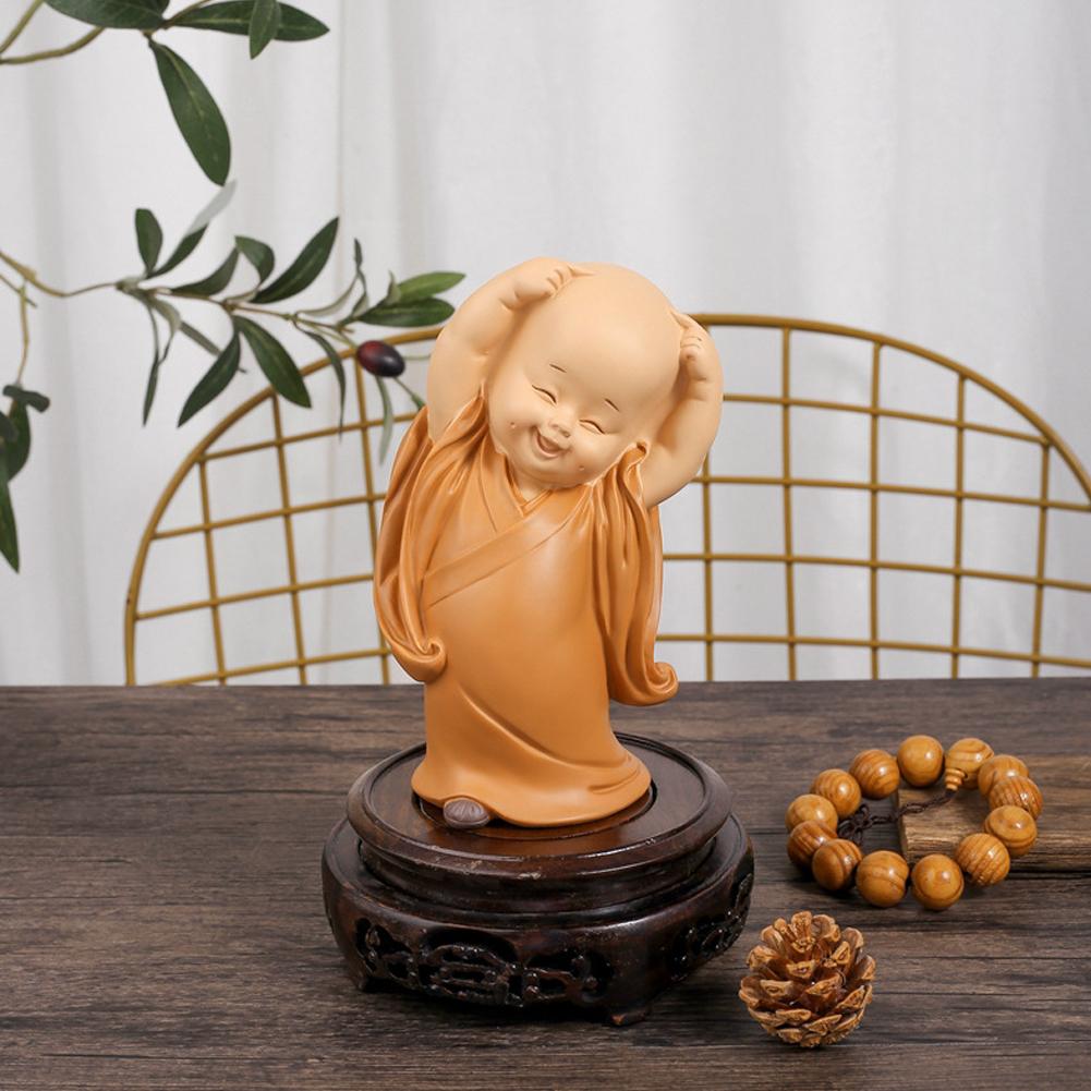 Car Small Monk Buddhist Statues Ornaments Resin Buddha Figurine Sculpture Handmade Miniatures Room Decoration Crafts Gifts