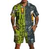 Herren Casual Kurzarmhemd und Shorts Set Bierfest Druck Knopfleiste Leichtes Sommeroutfit Entspannte Passform