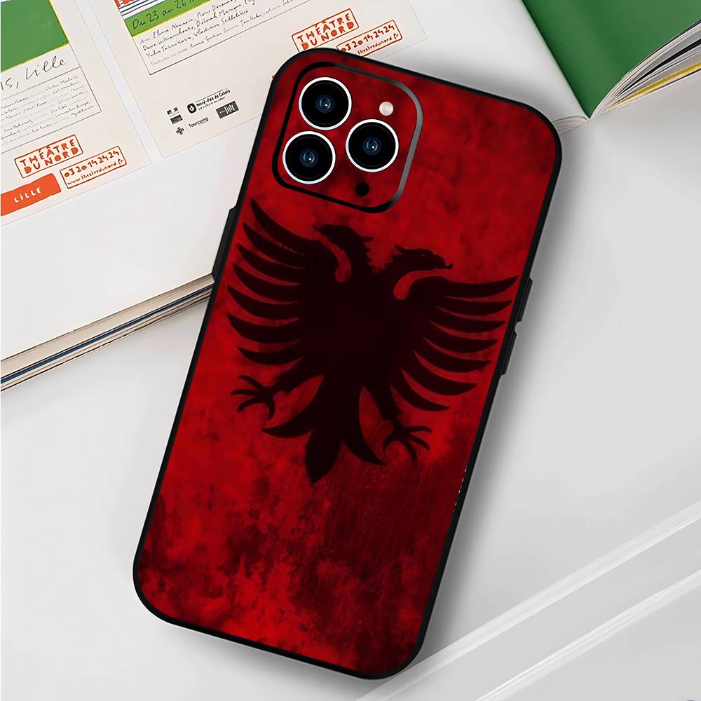 A-Albania Flag For IPhone 15 16 14 Plus 13 12 11 17 Pro Max 17 Air Black Soft Phone Cover