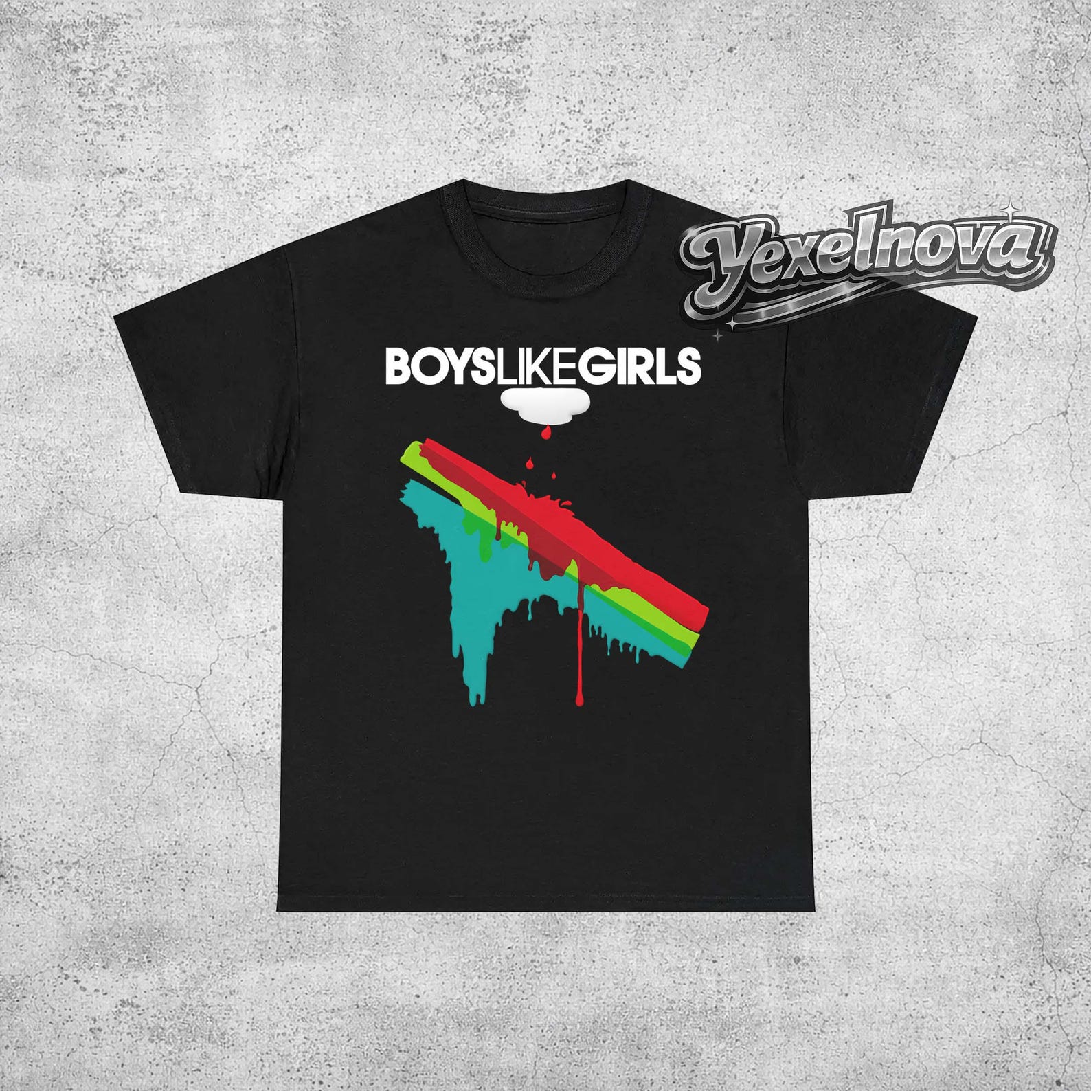 Boys Like Girls Color Logo T-Shirt Pop Rock Band Tee, Minimalist Black Design XL