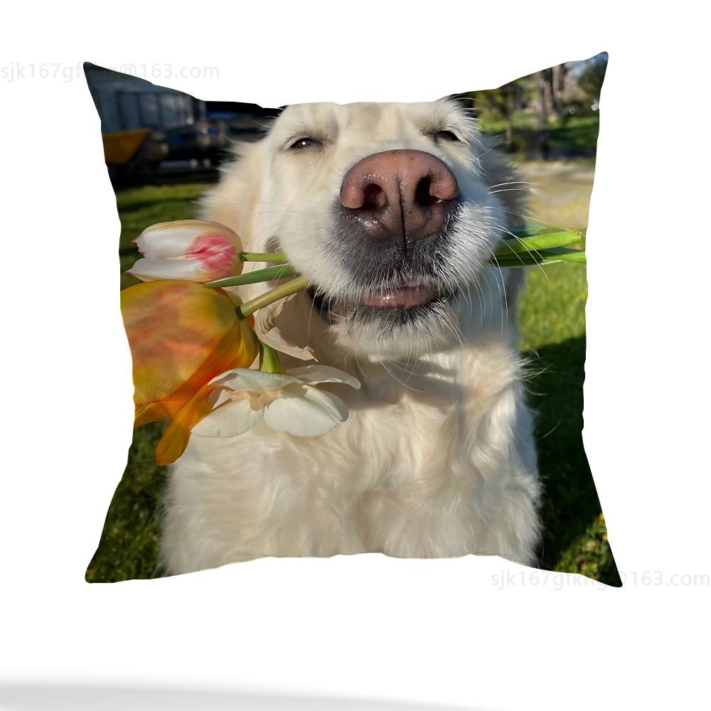 Cute Dog Pillow Case Pillow Case Living Room Sofa Cushion Cover Suitable For Home Bedroom Room Decoration