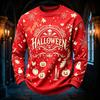 Men's Casual Round Neck Long Sleeve Top with Halloween Print