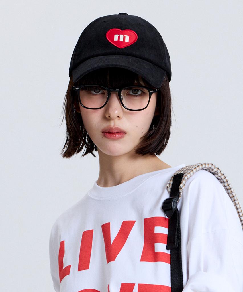 Makeuni Corduroy Heart Deep Ball Cap Black