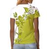 2026Women's Fresh Floral Print Round Neck Short Sleeve T Shirt Two-tone casual everyday versatile top