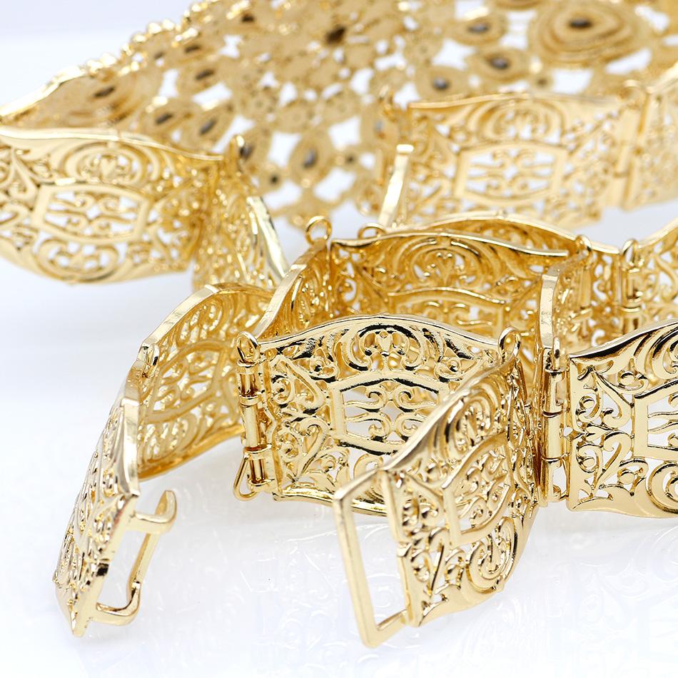 Goldfarbener Charm-Kristallgürtel, Taillenkette, Strassgürtel, verstellbare Länge, Braut- und Hochzeitsschmuck