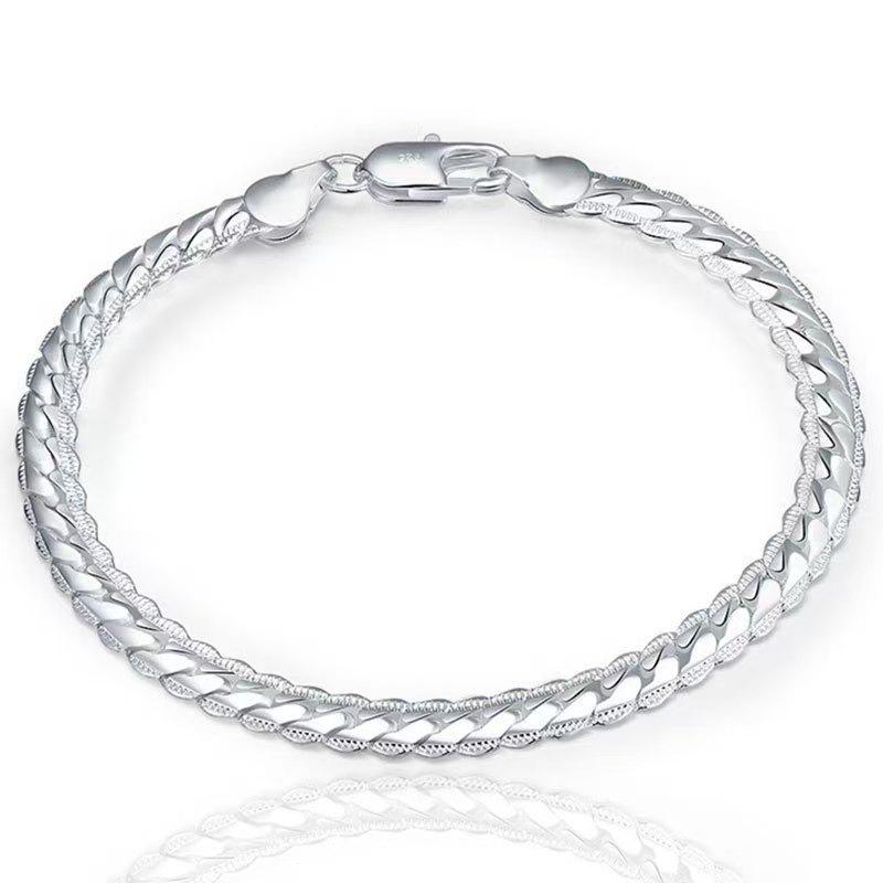 Trendy Men's 5mm Silver-Plated Plain Clavicle Chain Necklace