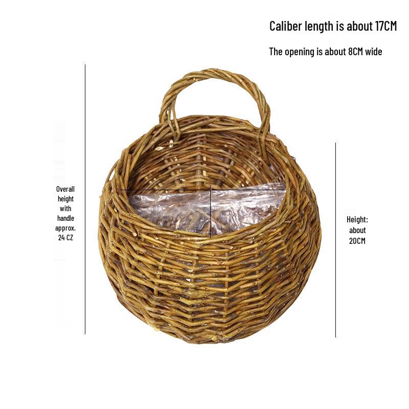 Handmade Willow Woven Wall Hanging Flower Basket Pot
