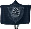 Viking Hooded Blanket Novelty Norse Runes Symbol Hooded Cloak Casual Warm Wearable Blanket Travel Cape Wrap Blanket Nordic Blank