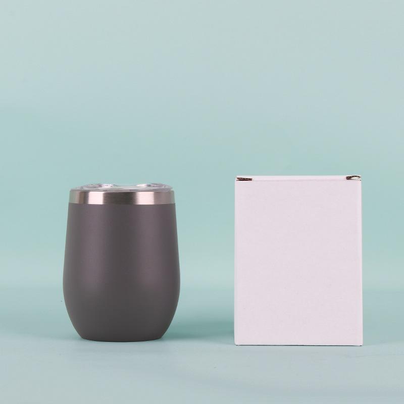 50pcs Custom 12oz double wall stainless steel wine tumbler insulated vacuum egg shape wine tumbler with sliding lids