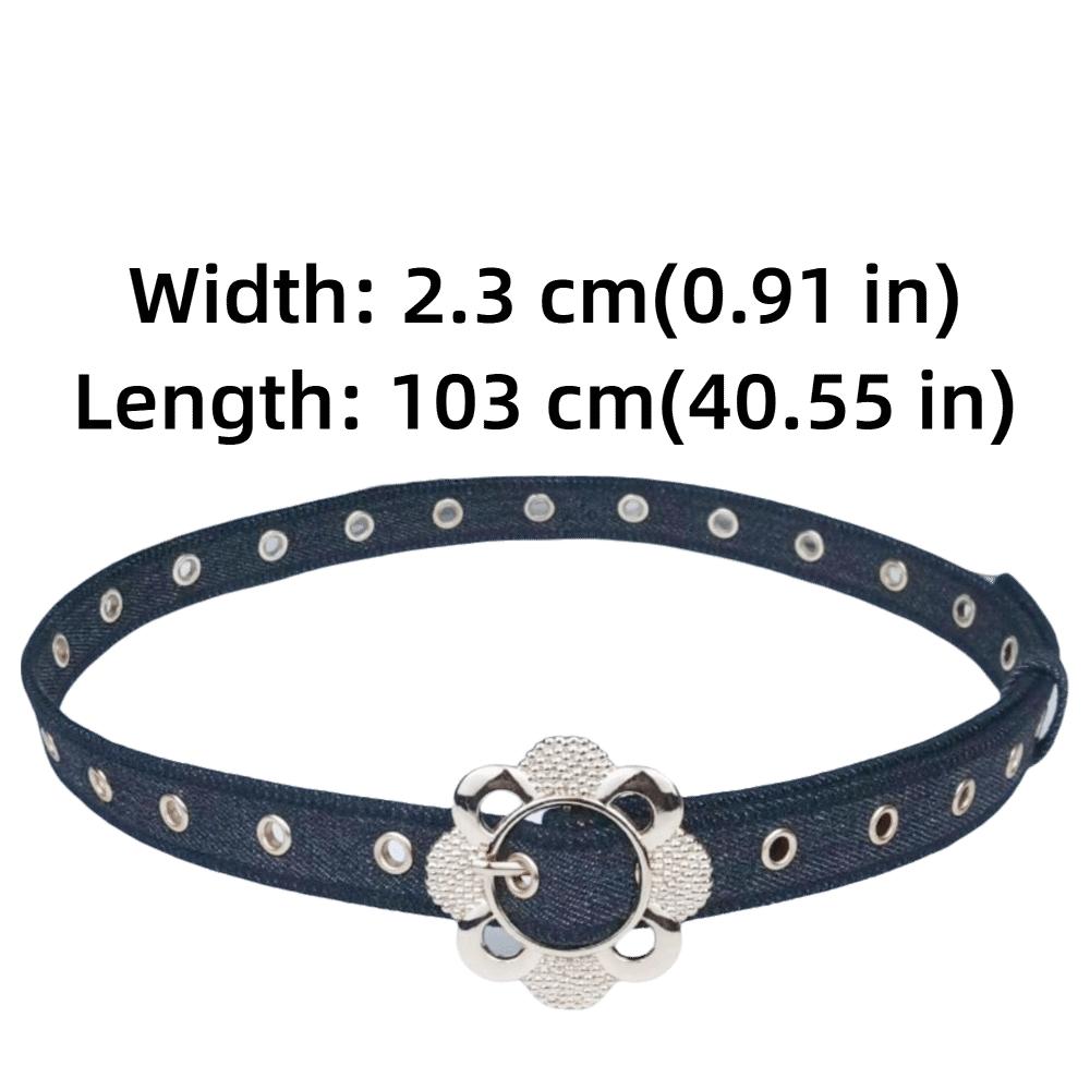 Metal Buckle Denim Waist Belt Hollow Flower Design Fashion Belt Decorative Waist Strap  For Women