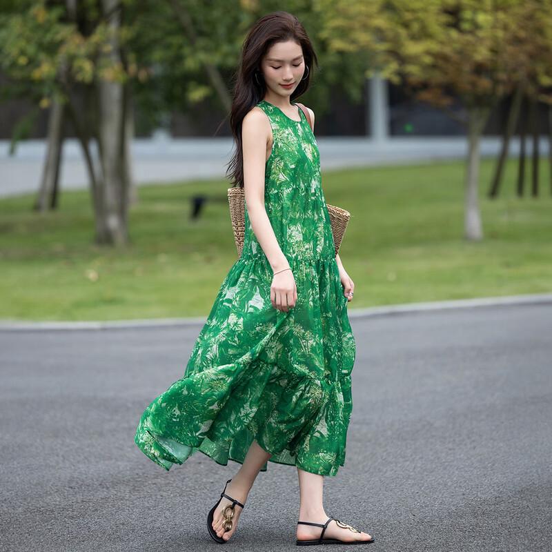 Demana French Style Floral Print A-Line Midi Dress