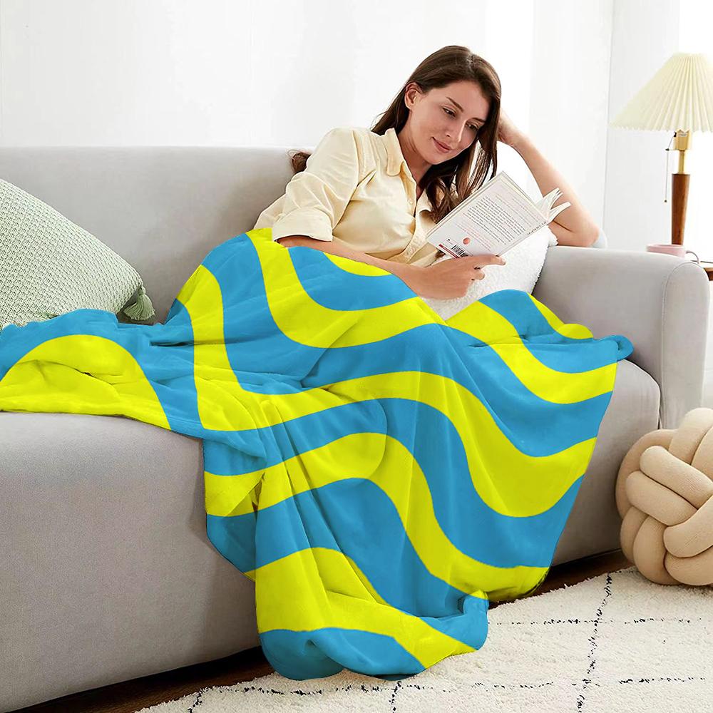 Cyan Yellow Swirl Lightweight Microfiber Soft Christmas Fleece Blanket Warm Cozy Throw For Bed Sofa Office Travel All Season