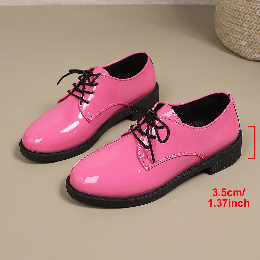 British style small leather shoes women's new lace-up foreign trade large size loafers spring retro single shoes