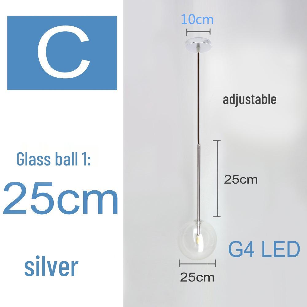 Nordic Minimalist Transparent Glass Ball Pendant Light for Bedroom or Bar