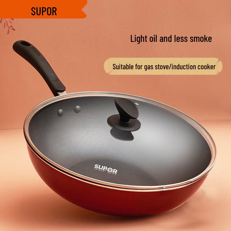 SUPOR 30cm Non-Stick Flat Bottom Wok for Gas & Induction Cooktops