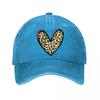 Leopard Print Heart Vinyl Sticker  New Vintage Washed Cotton Baseball Cap Parent Kids Sun Hats