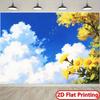 2D Bright Blue Sky with Sunflowers Backdrop for Home & Party Decor