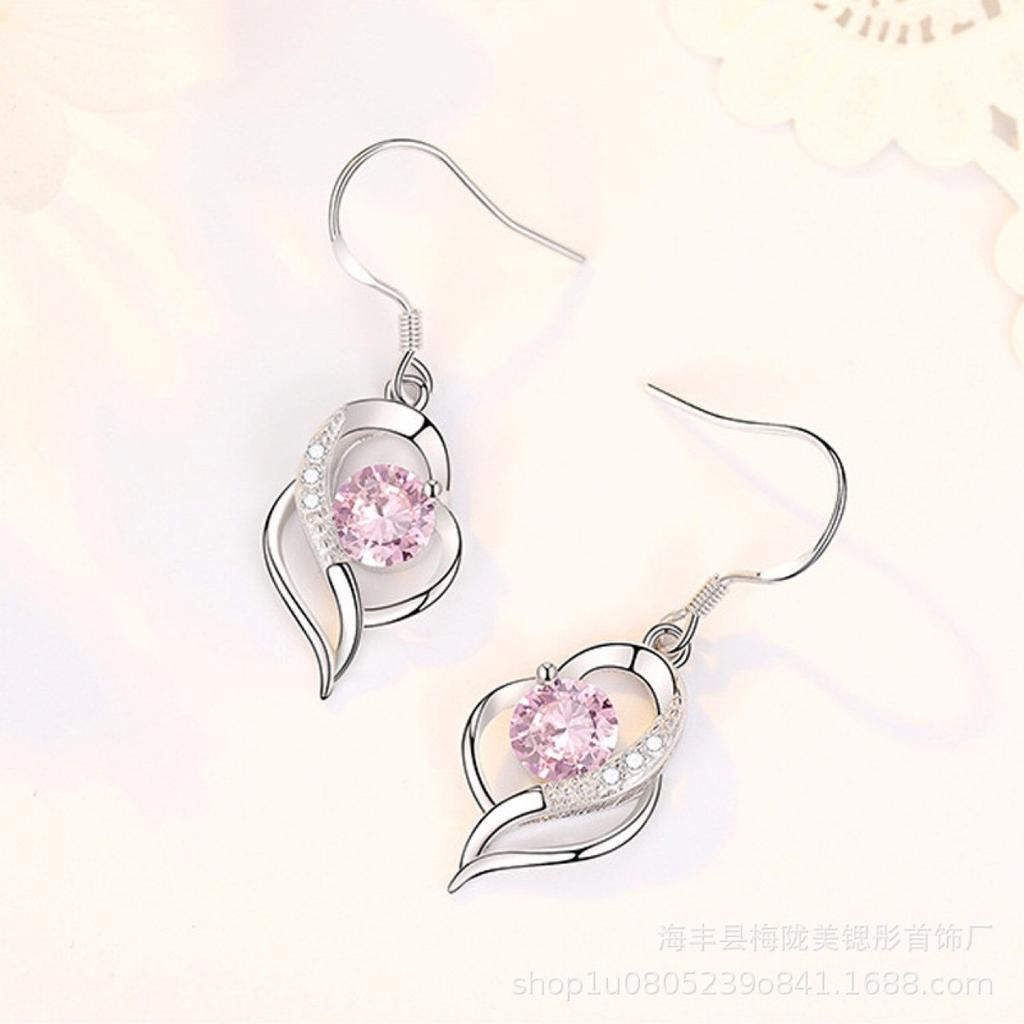 I have your earrings in my heart, women's light luxury, high-end sense, slightly inlaid with zircon, simple personality, temperament, love ear hook