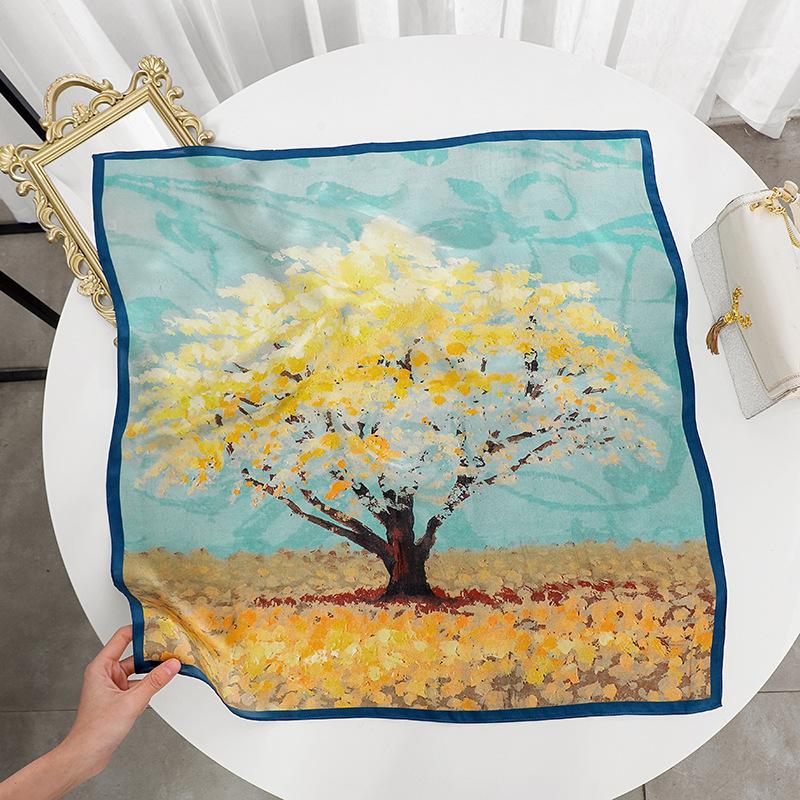 68*68cm 100% Mulberry Silk Scarf Luxury Printed Square Shawl Elegant Lightweight Soft Summer Fashion Accessory Women