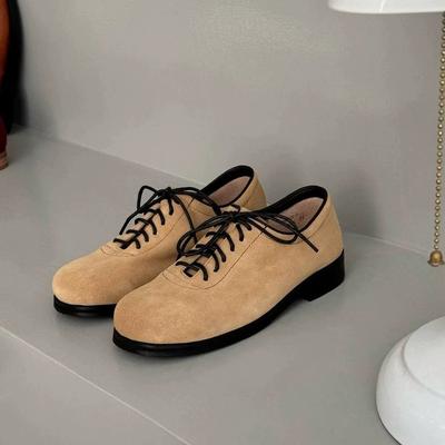 Pantofi noi brock stil britanic mat pentru femei cu șireturi retro cap rotund talpă plată stil casual pantofi simpli din piele