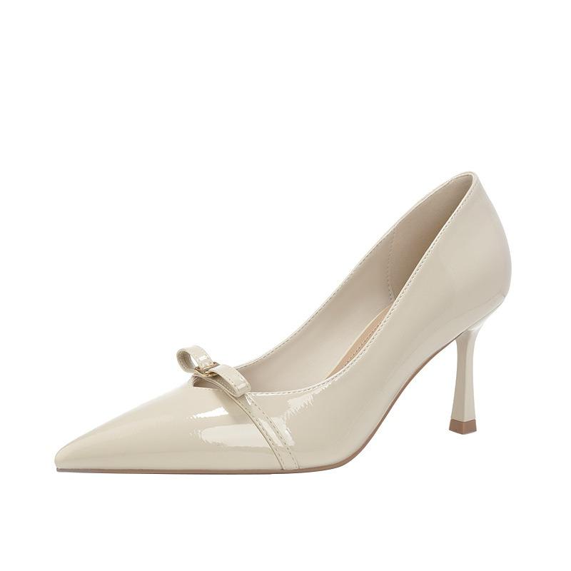 Retro Temperament Bow High Heels Women's Pointed Head Thin Heel Design Sense Single Shoes Spring CM