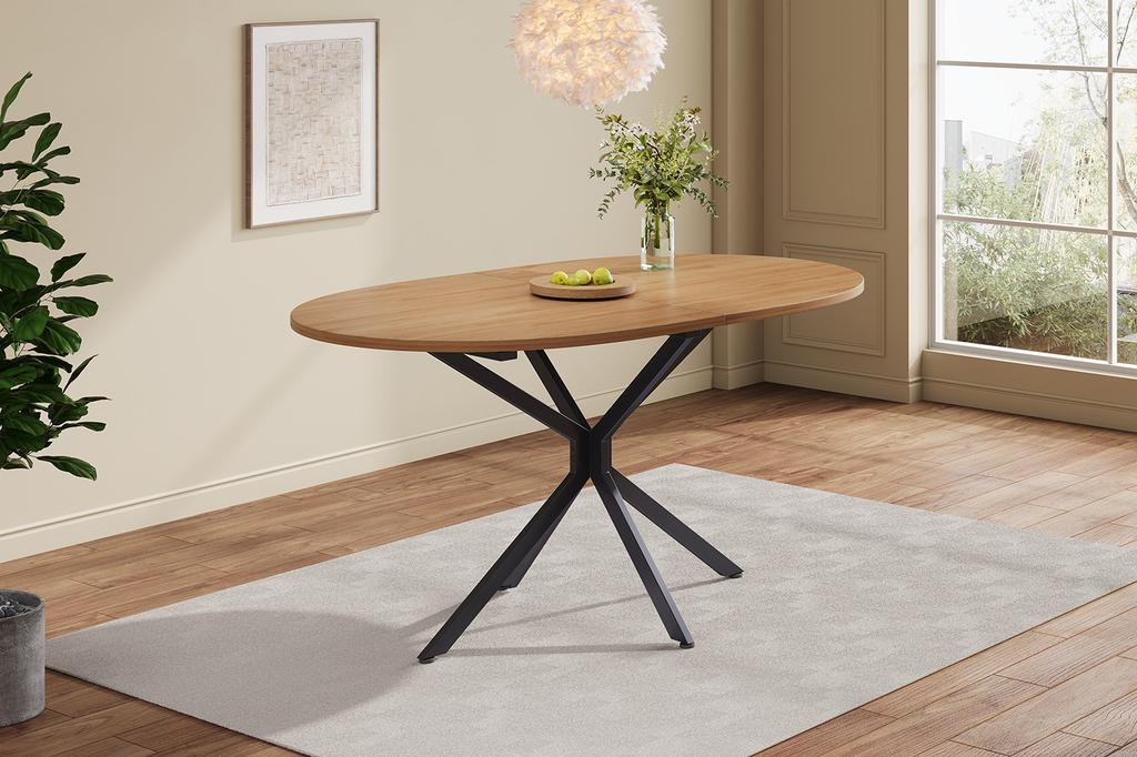 Dining Table, L120*W80*H75.5cm, Modern, Sturdy, Metal Legs, Oval, for 4-6 People, Modern Simple, Natural