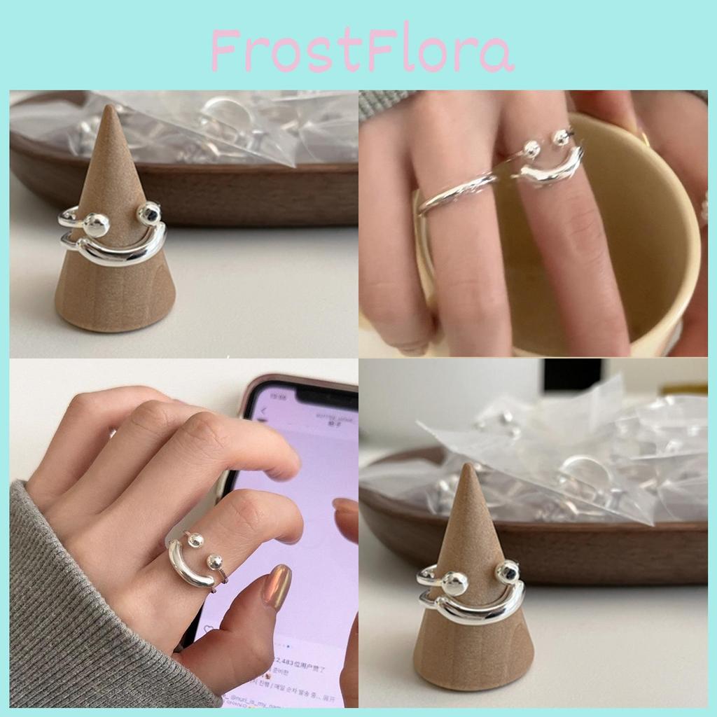 Trendiger Koreanischer Stil Smiley Gesicht Ring Für Frauen Verstellbarer Modischer Kupfer Accessoire