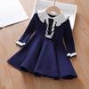 2025 Girls' Woolen Princess Dress – Autumn/Winter Long Sleeve Korean Style for Children