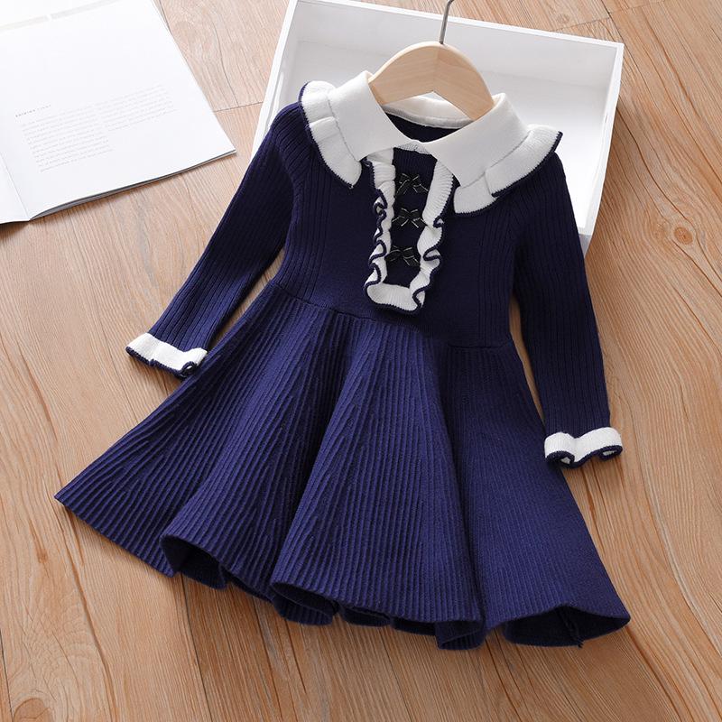 2025 Girls' Woolen Princess Dress – Autumn/Winter Long Sleeve Korean Style for Children