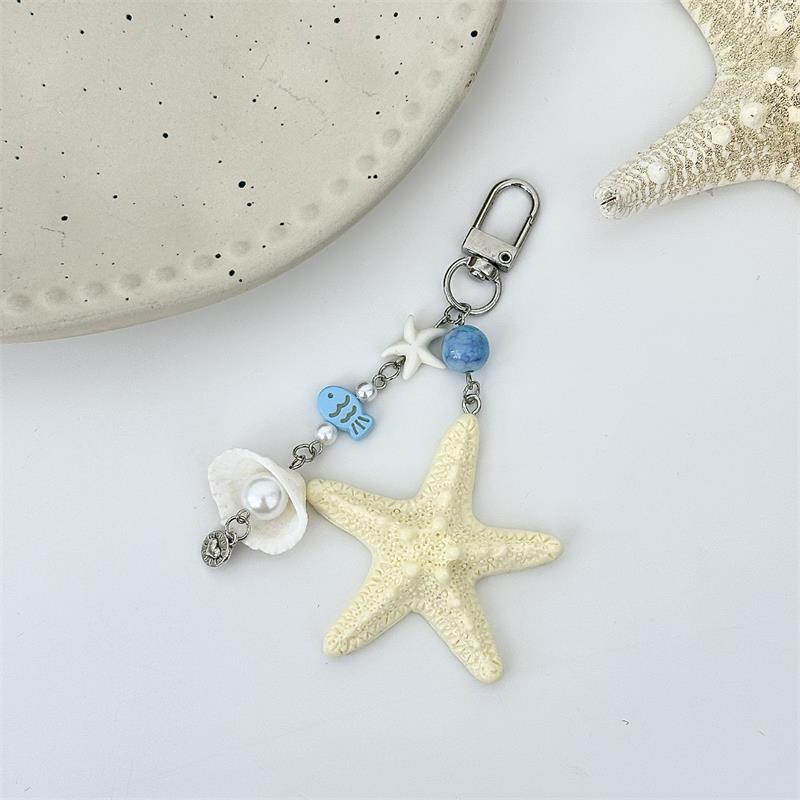 

Sweet Ocean Style Starfish Shell Pearl Phone Chain Lanyard Ccd Camera Charm Accessories Girl Keychain Pendant Bag Ornaments Gift