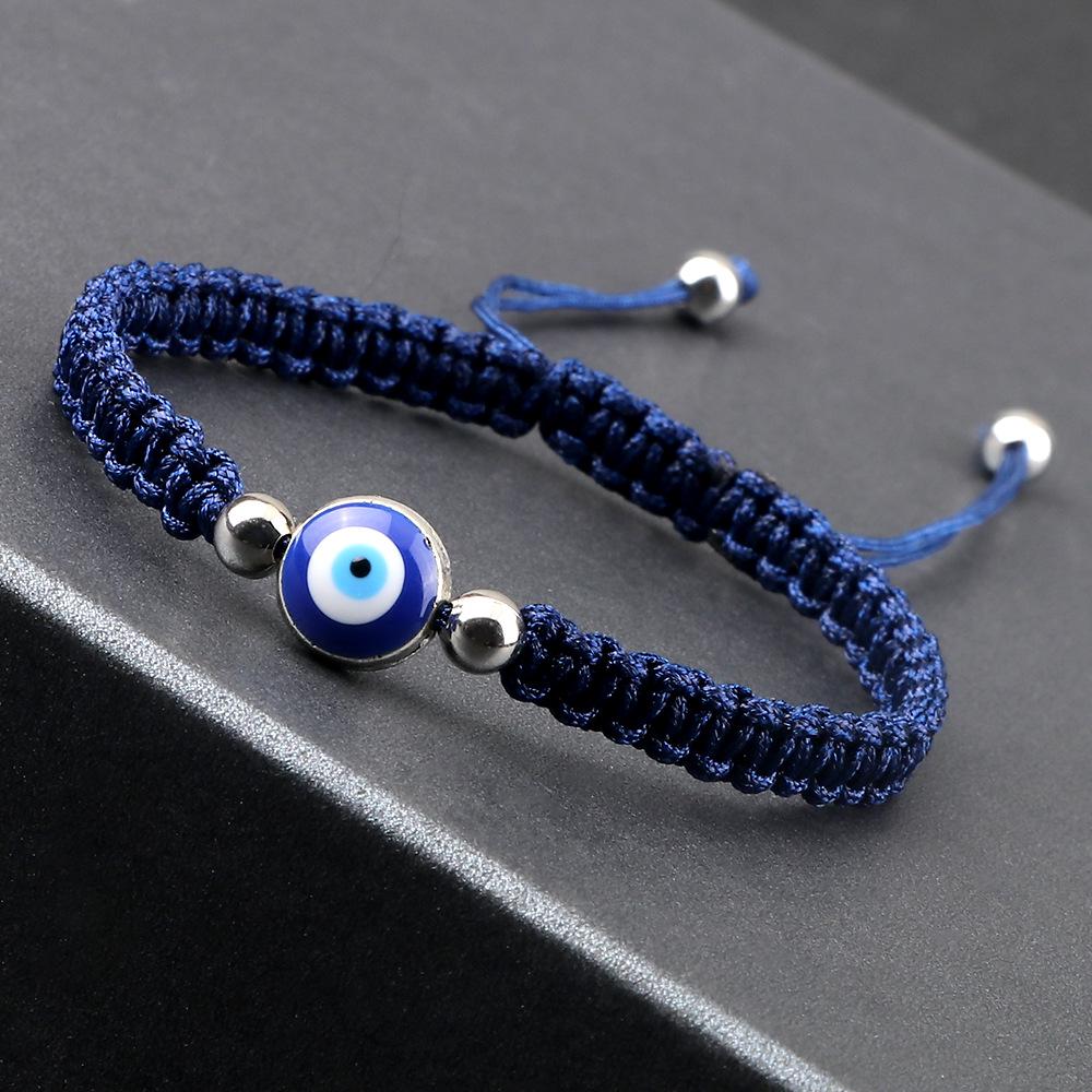 Ethnic Pearl & Evil Eye Cartoon Friendship Bracelet - Handmade Woven String